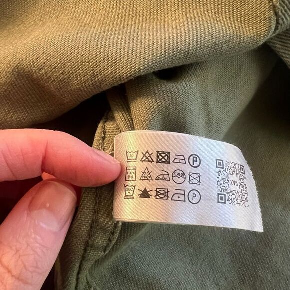 Zara‎ green denim button down shirt. Size small - Picture 6 of 7